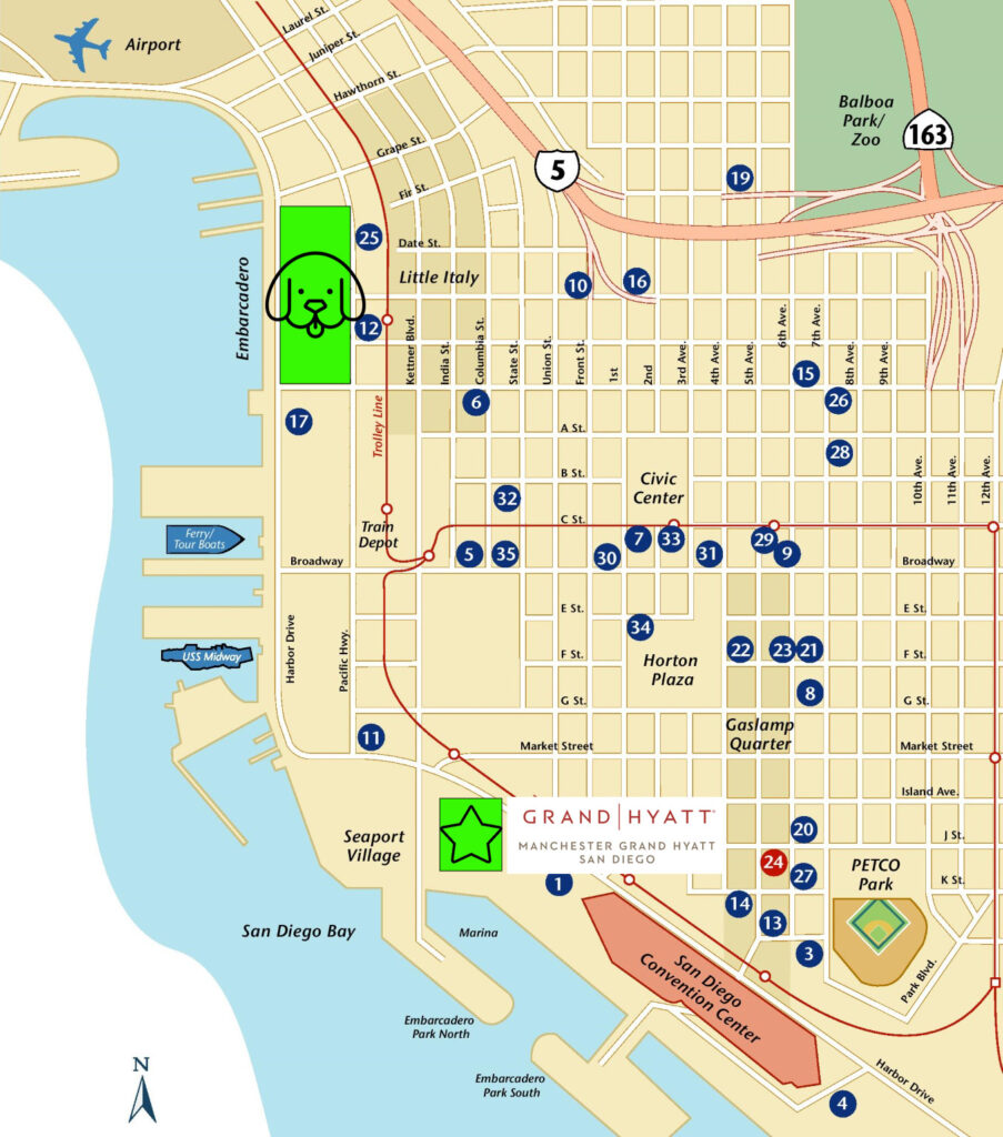Downtown San Diego Hotel Map 903x1024 